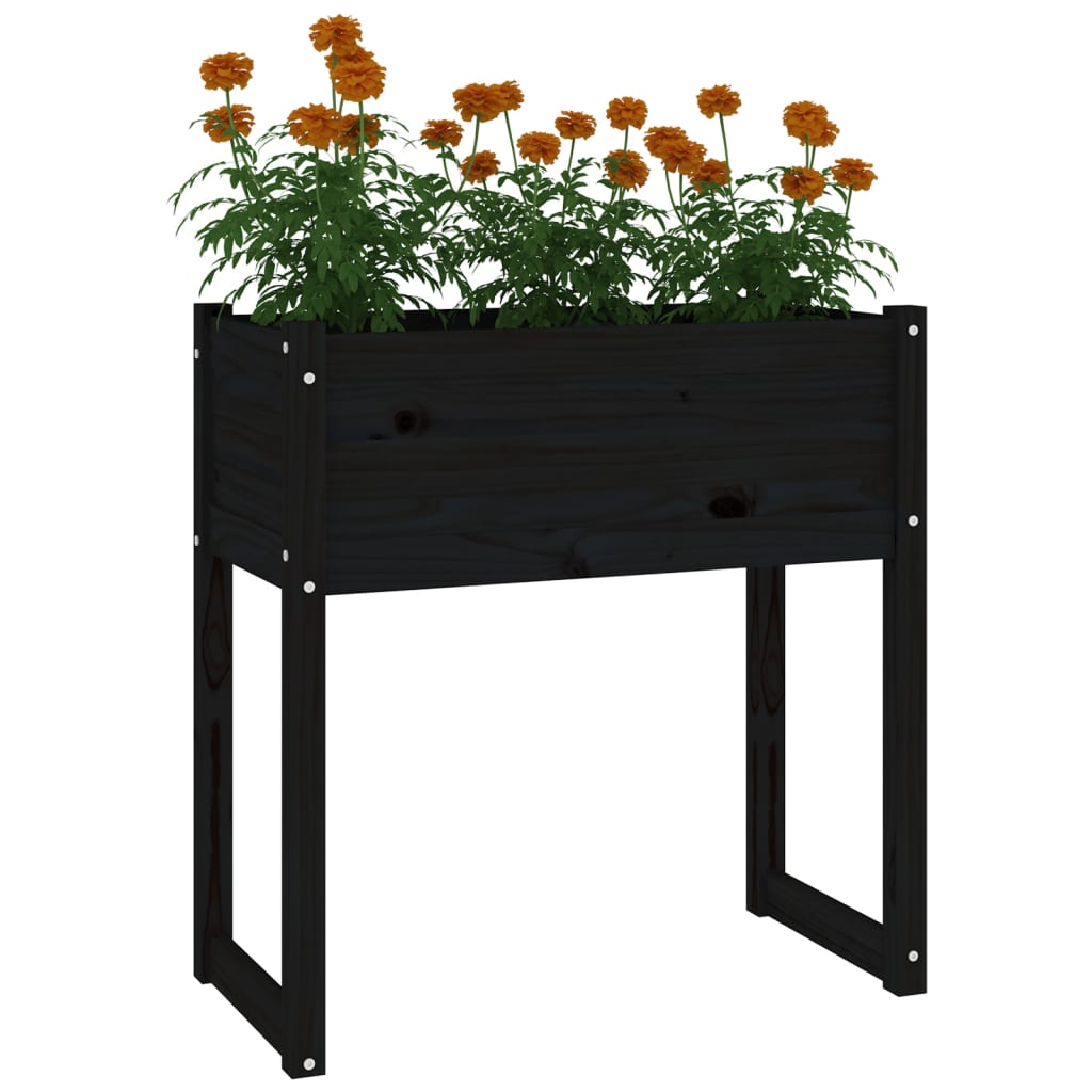 vidaXL Planter Black 78x40x81 cm Solid Wood Pine