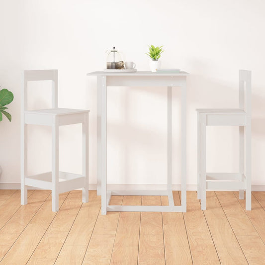 Bar Chair | Set of 2 | White | Solid pine wood | Large | Durable