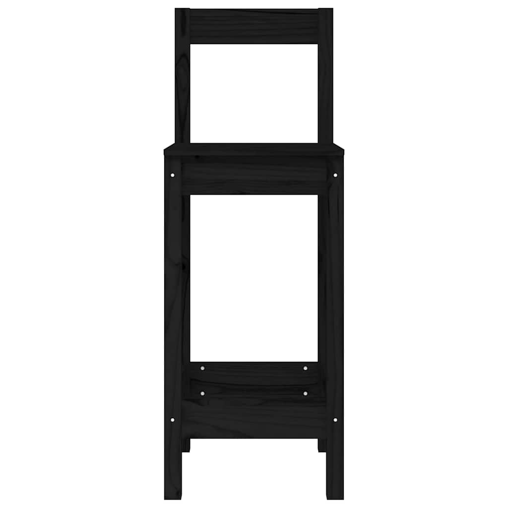 Bar Chairs 2 pcs Black 40x41,5x112 cm Solid Wood Pine