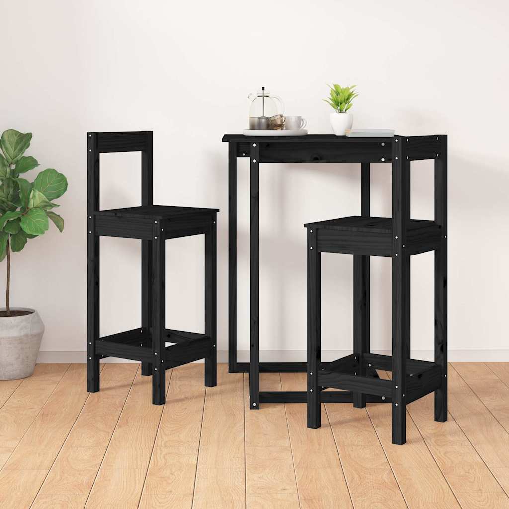 Bar Chairs 2 pcs Black 40x41,5x112 cm Solid Wood Pine