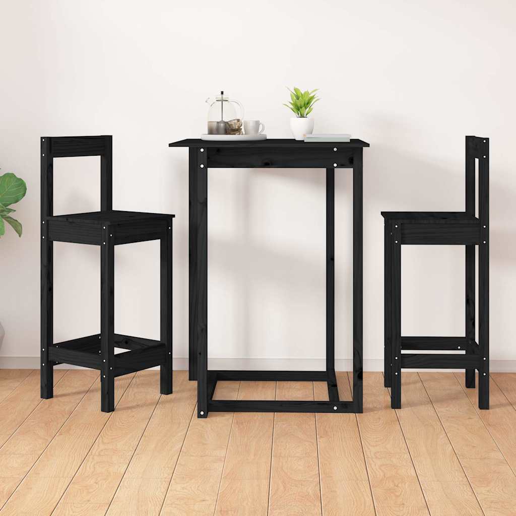 Bar Chairs 2 pcs Black 40x41,5x112 cm Solid Wood Pine