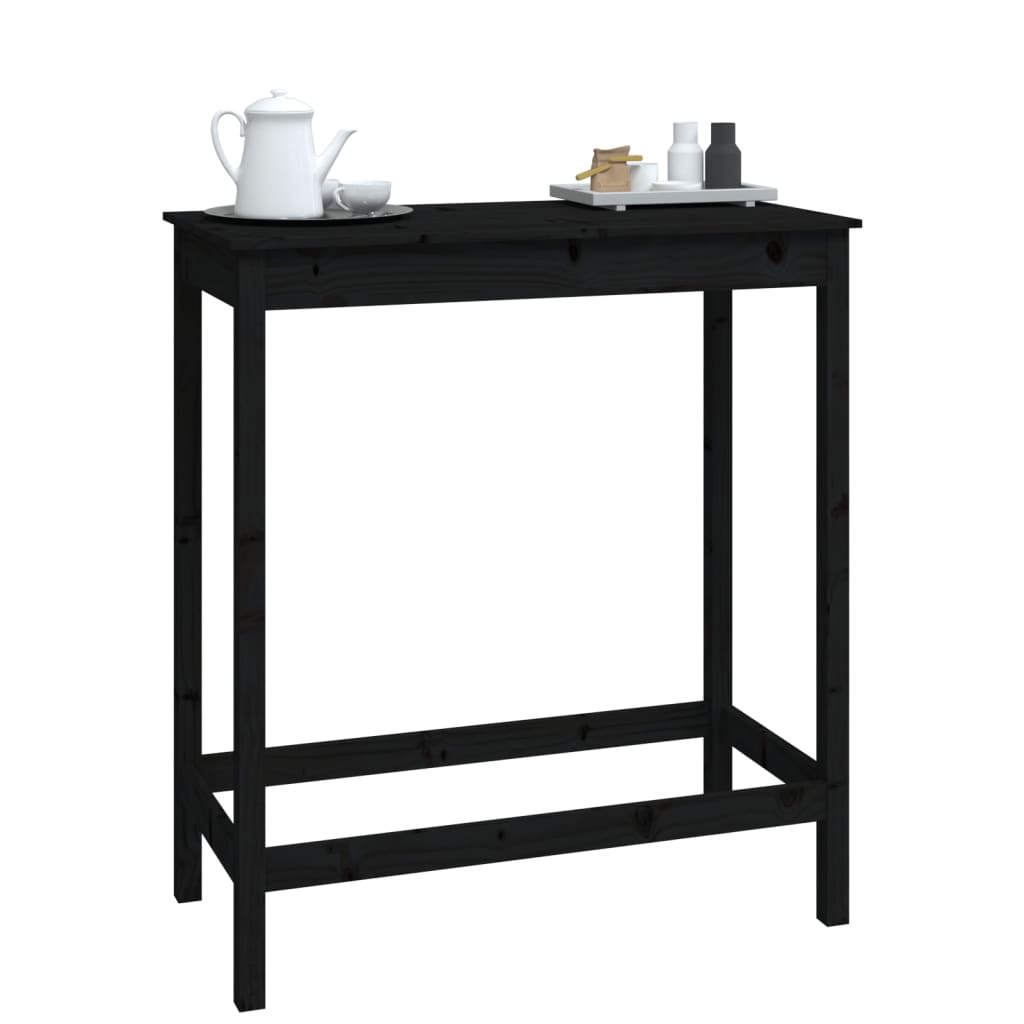 vidaXL Bar Table Black 100x50x110 cm Solid Wood Pine