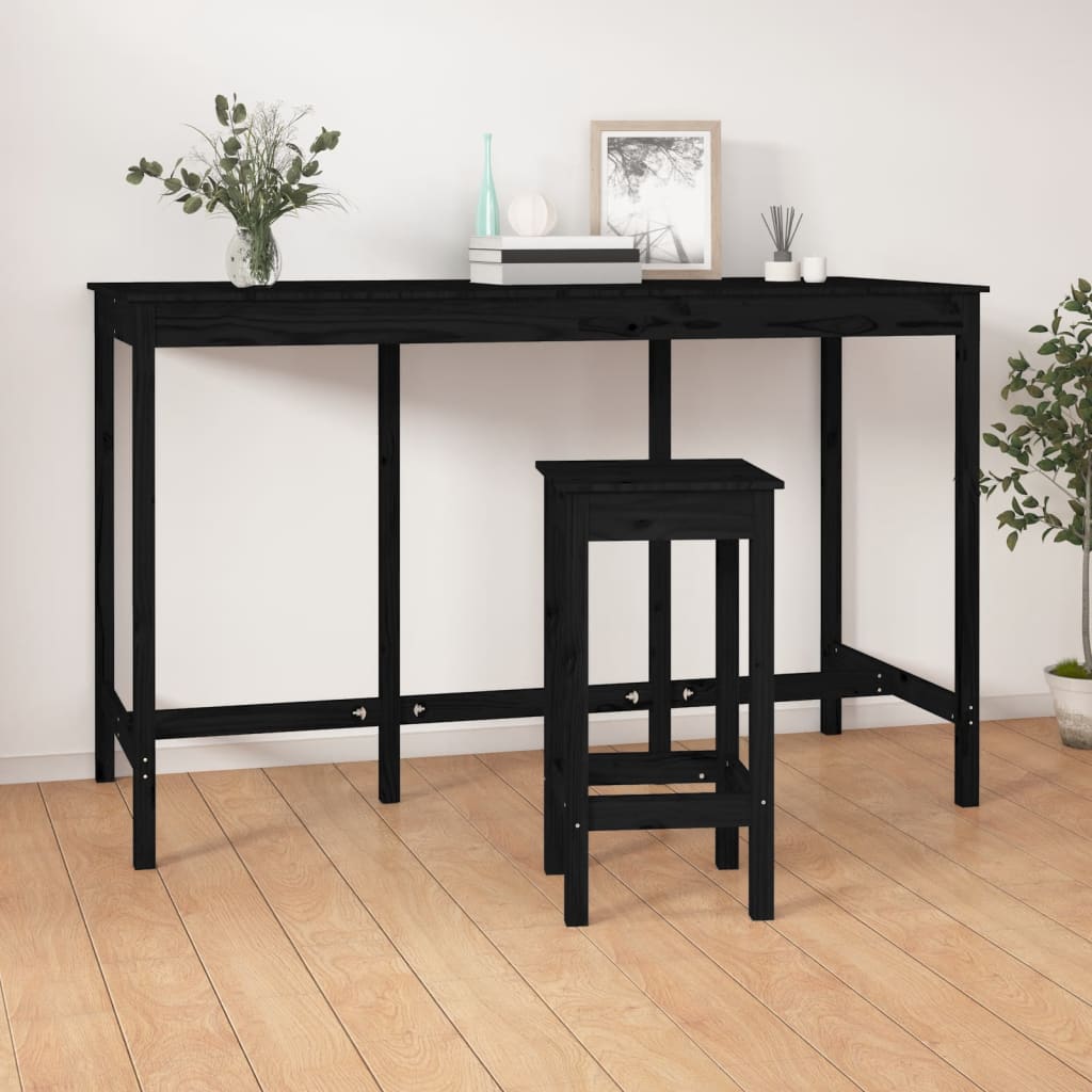 vidaXL Bar Table Black 180x80x110 cm Solid Wood Pine