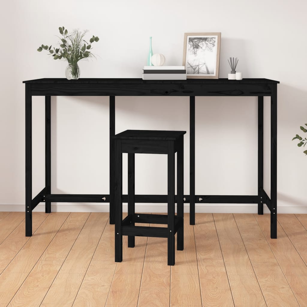 vidaXL Bar Table Black 180x80x110 cm Solid Wood Pine