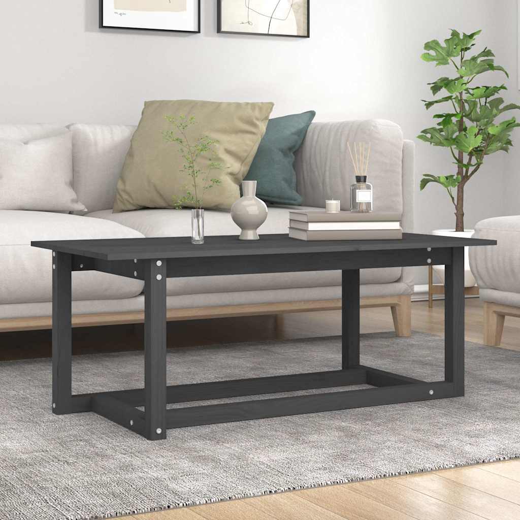 Coffee Table Grey 110x55x45 cm Solid Wood Pine