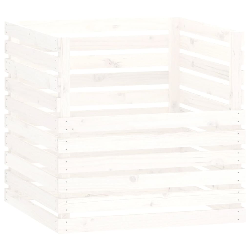 vidaXL Composter White 80x80x78 cm Solid Wood Pine