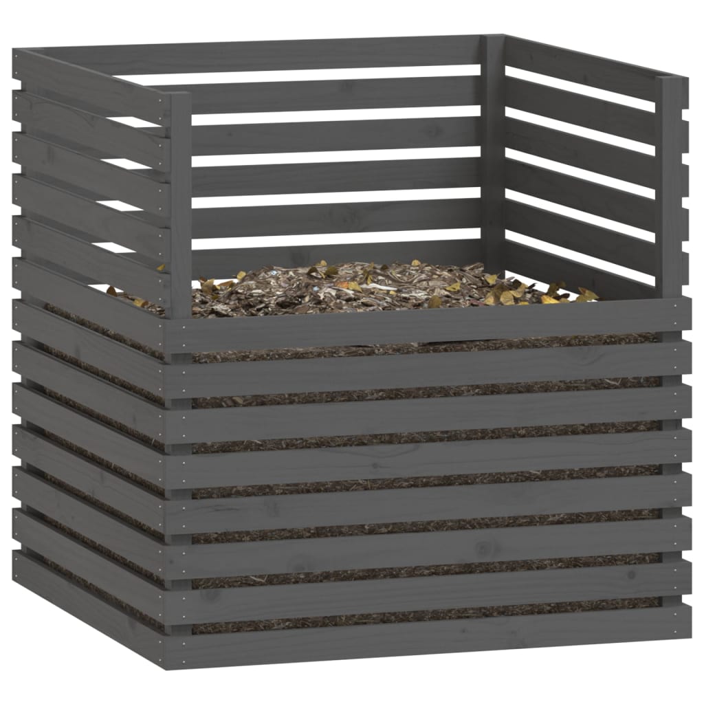 vidaXL Composter Grey 100x100x102 cm Solid Wood Pine