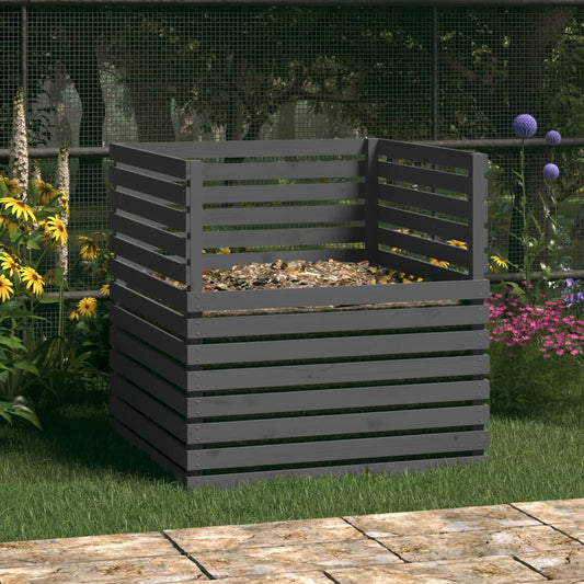 vidaXL Composter Grey 100x100x102 cm Solid Wood Pine