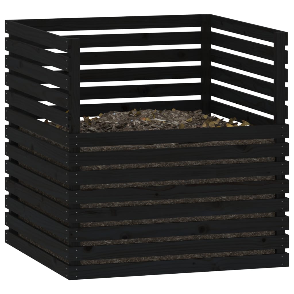 vidaXL Composter Black 100x100x102 cm Solid Wood Pine