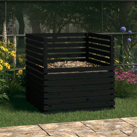 vidaXL Composter Black 100x100x102 cm Solid Wood Pine