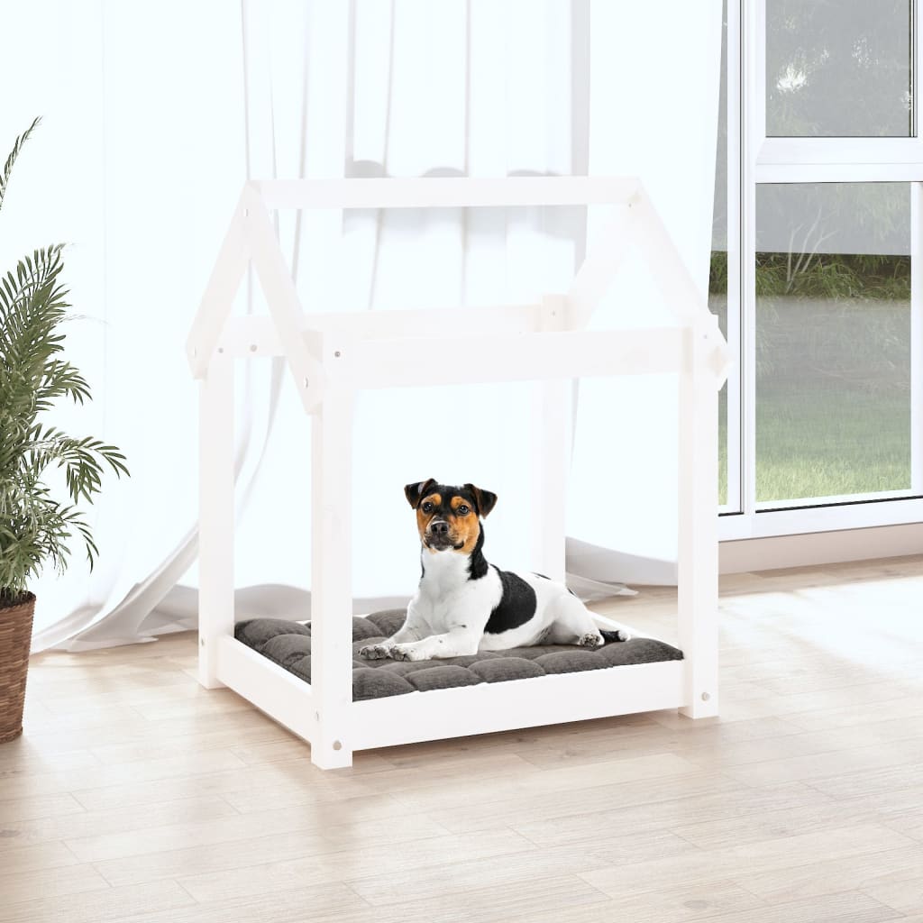 vidaXL Dog Bed White 61x50x70 cm Solid Wood Pine