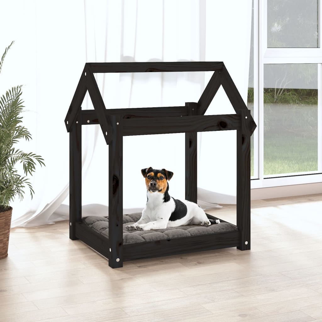 Dog Bed Black 61x50x70 cm Solid Wood Pine