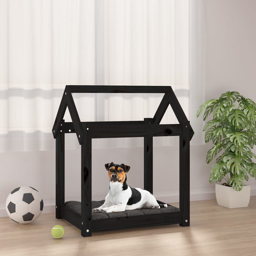 Dog Bed Black 61x50x70 cm Solid Wood Pine