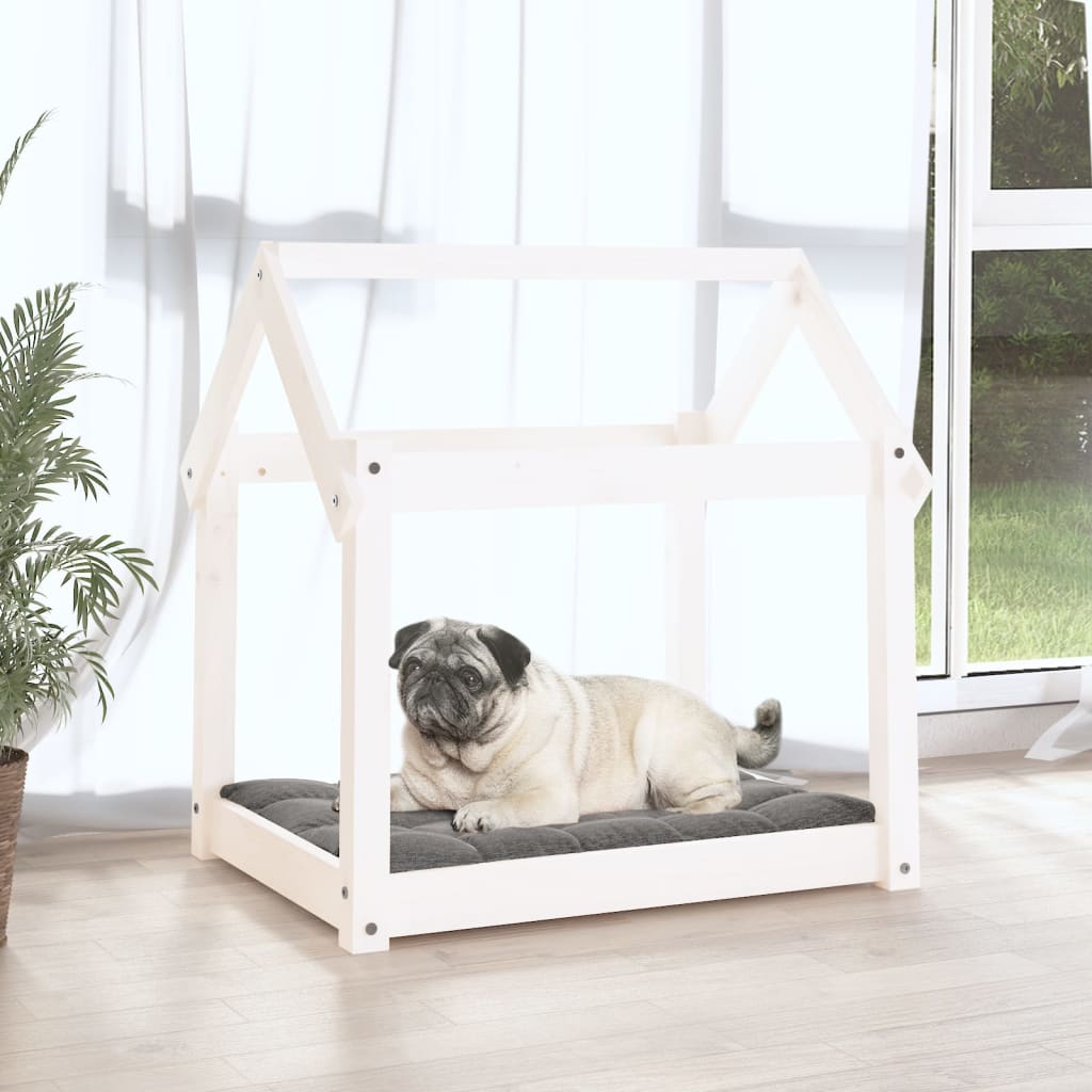 Dog Bed White 71x55x70 cm Solid Wood Pine