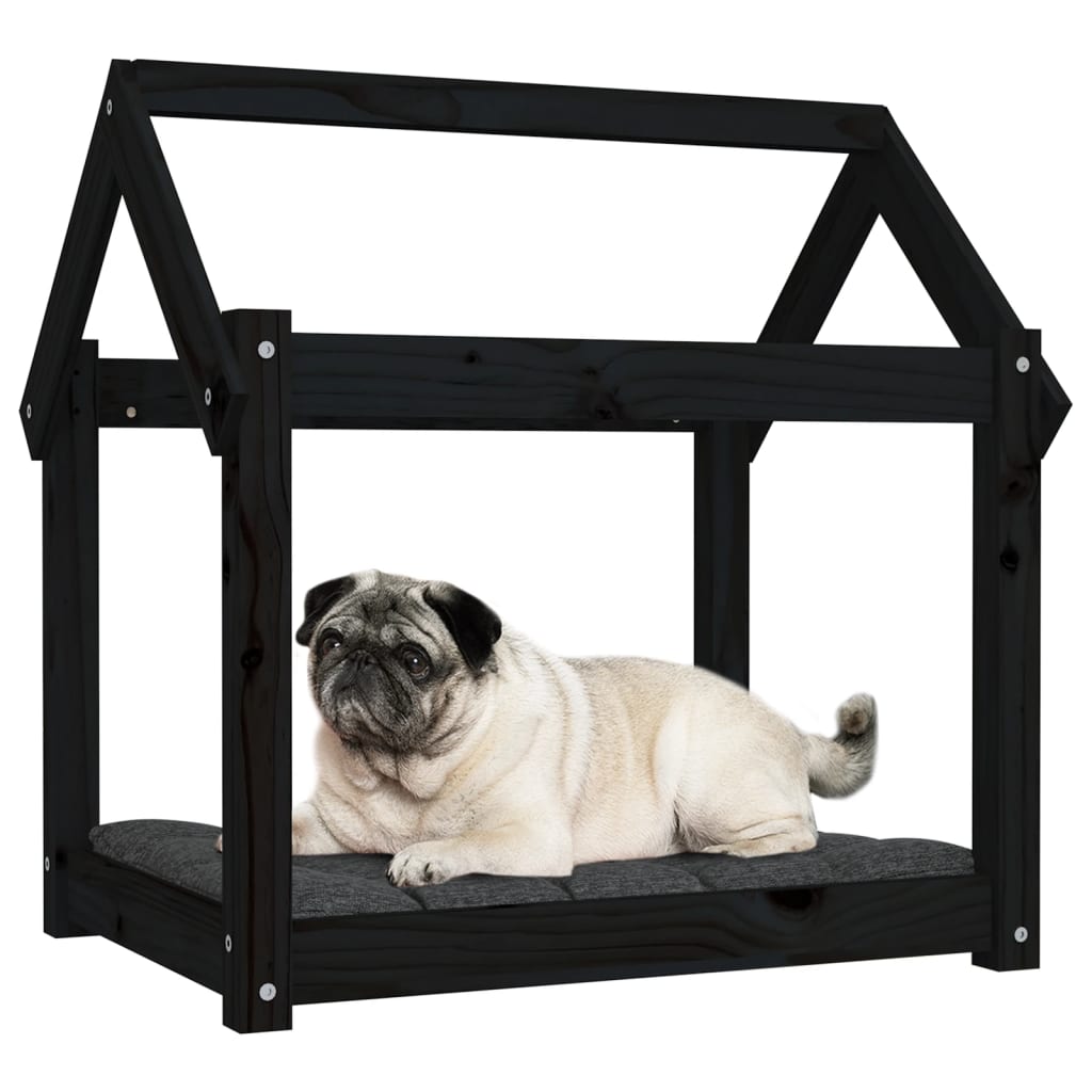 Dog Bed Black 71x55x70 cm Solid Wood Pine