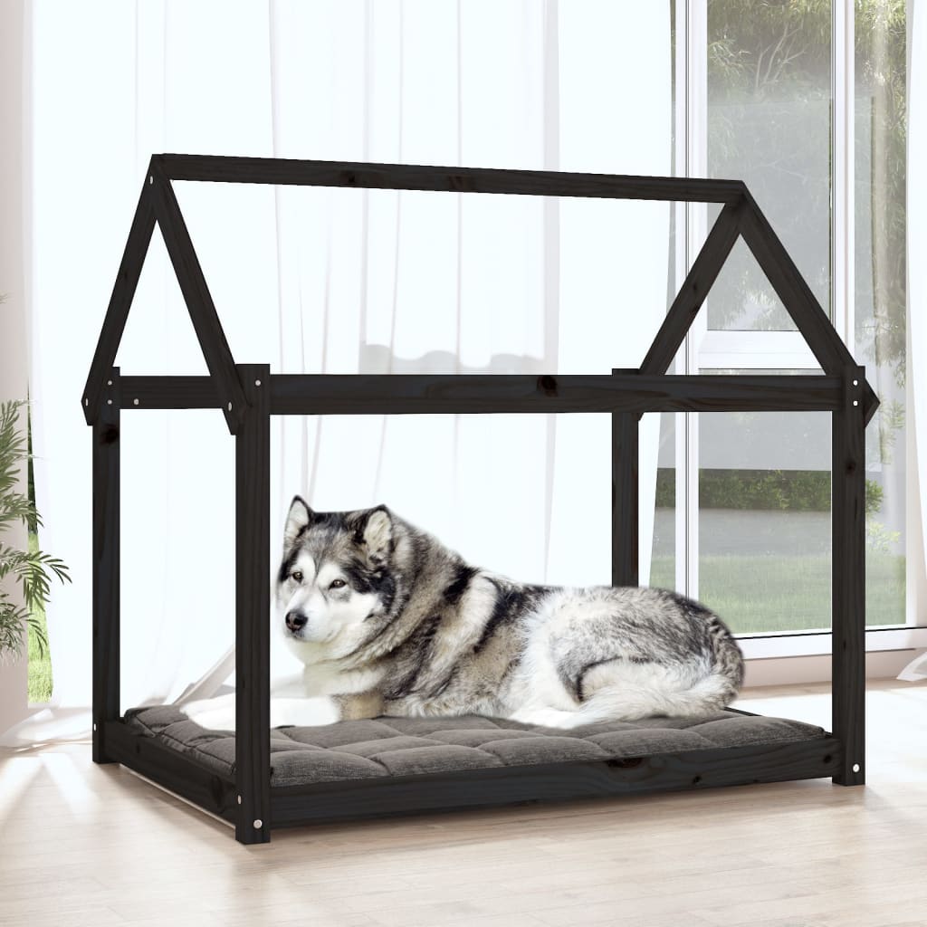 vidaXL Dog Bed Black 111x80x100 cm Solid Wood Pine