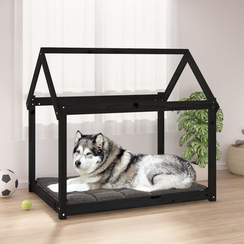 Dog Bed Black 111x80x100 cm Solid Wood Pine