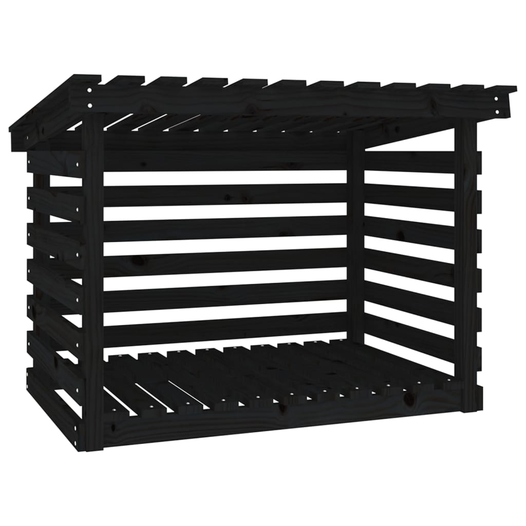 vidaXL Firewood Rack Black 108x73x79 cm Solid Wood Pine