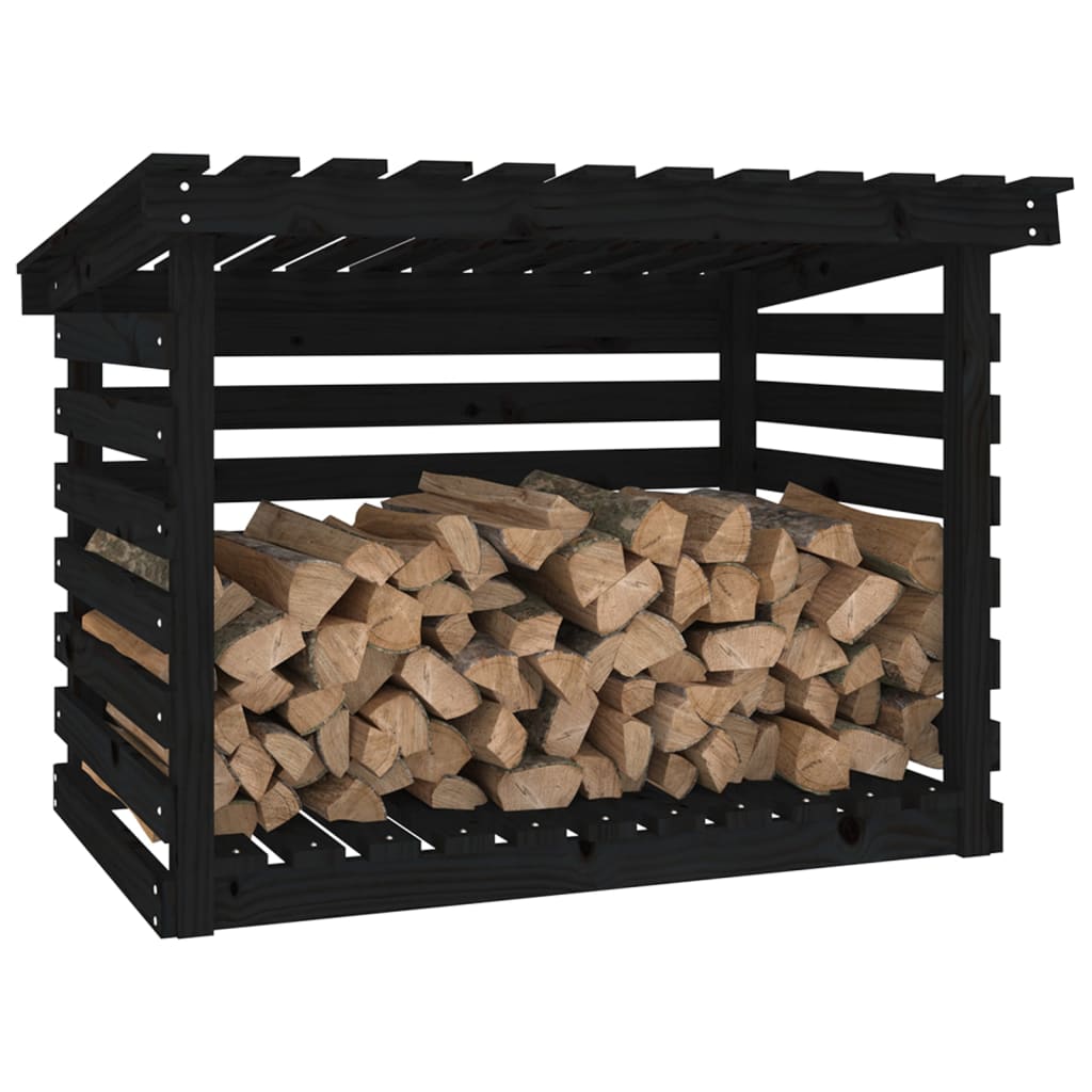 vidaXL Firewood Rack Black 108x73x79 cm Solid Wood Pine