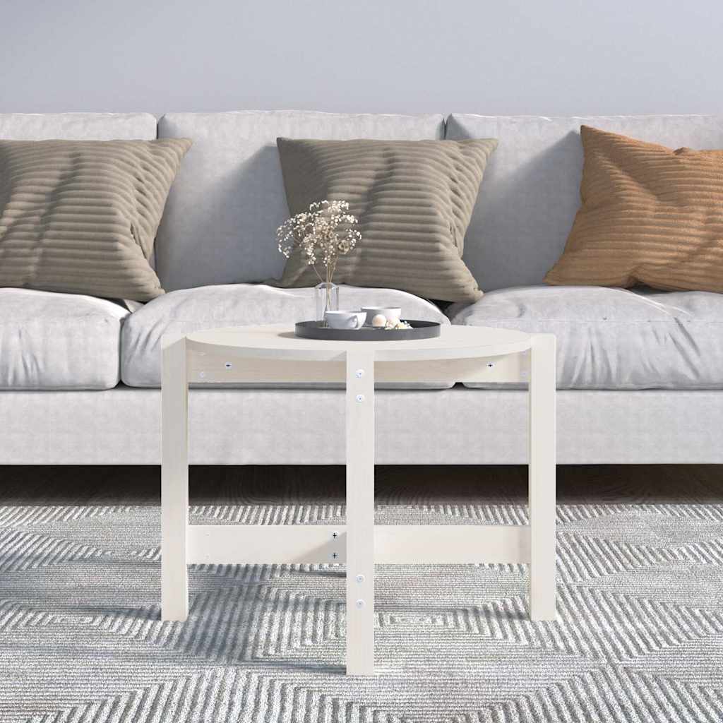 Coffee Table White Ø 62,5x45 cm Solid Wood Pine
