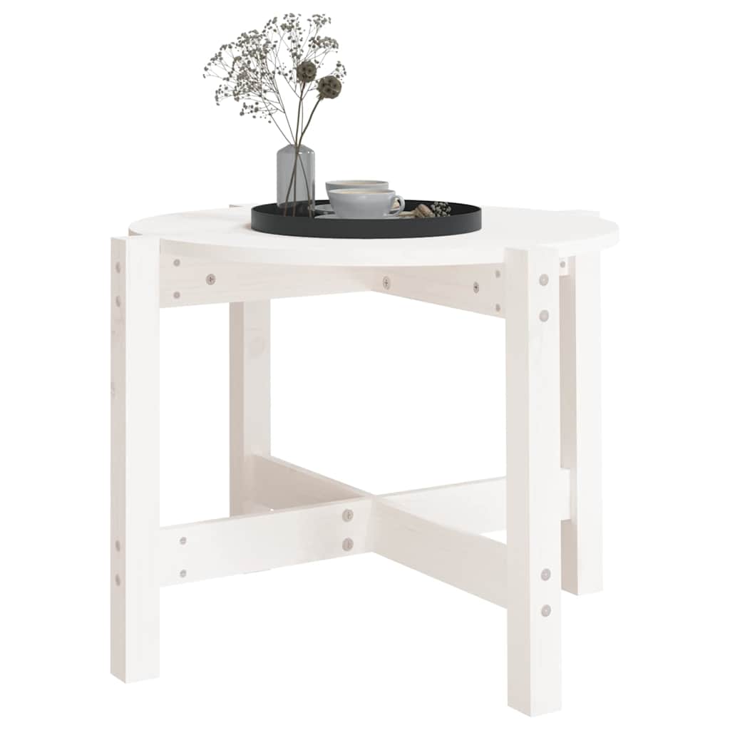 Coffee Table White Ø 62,5x45 cm Solid Wood Pine