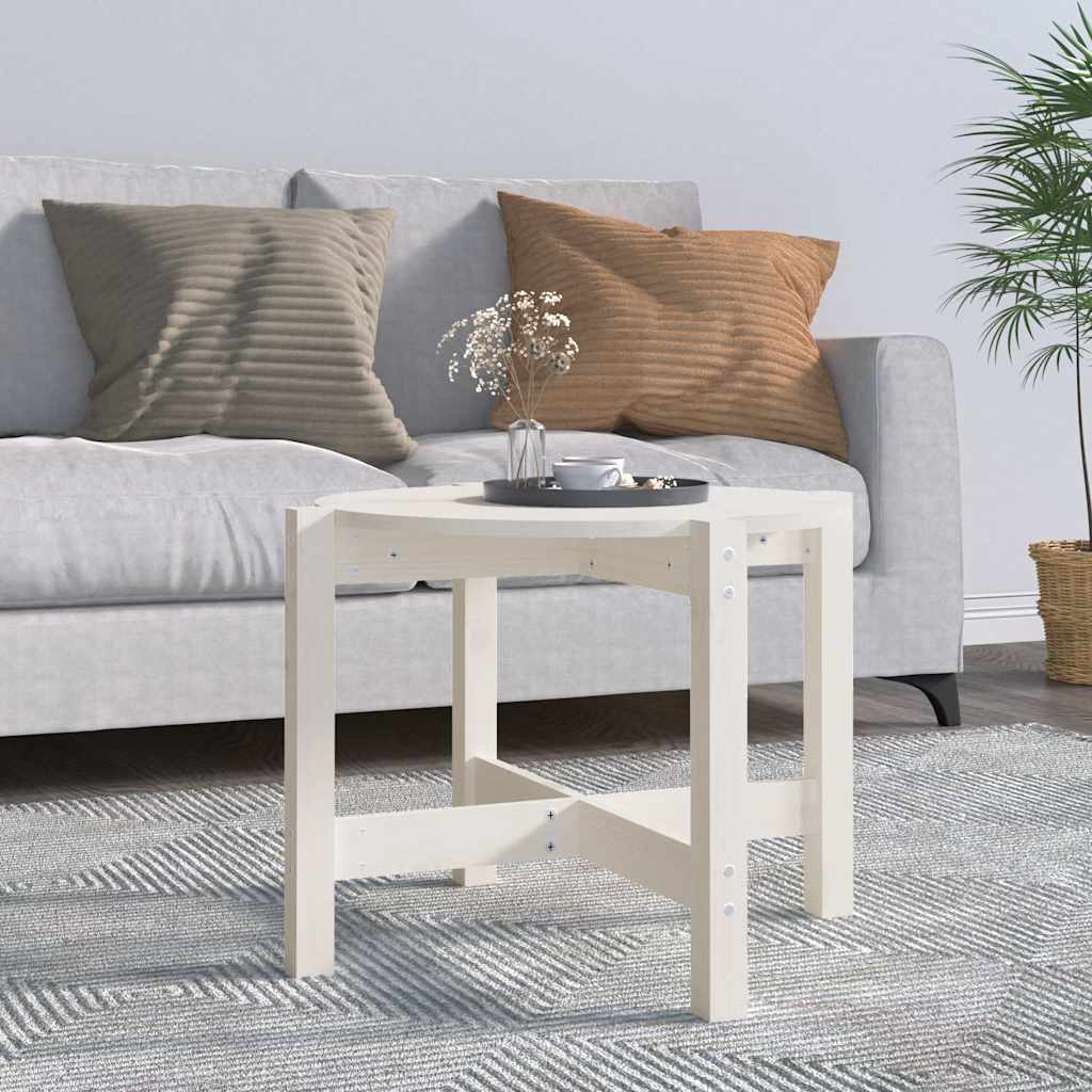 Coffee Table White Ø 62,5x45 cm Solid Wood Pine