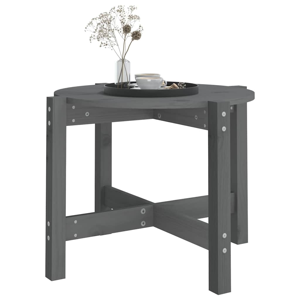 Coffee Table Grey Ø 62,5x45 cm Solid Wood Pine