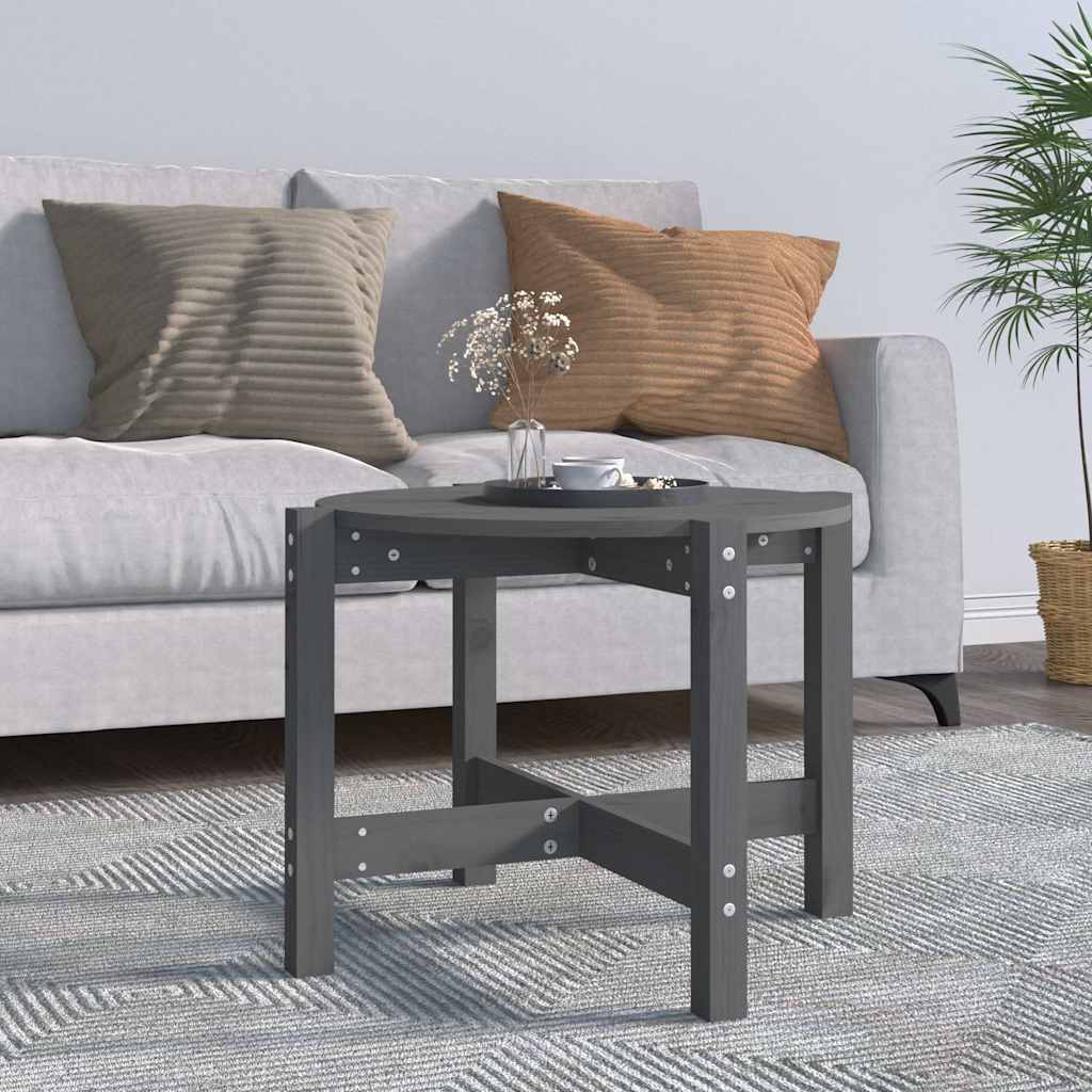 Coffee Table Grey Ø 62,5x45 cm Solid Wood Pine