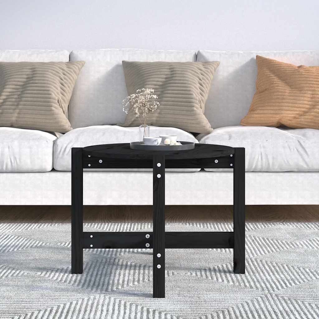 Coffee Table Black Ø 62,5x45 cm Solid Wood Pine