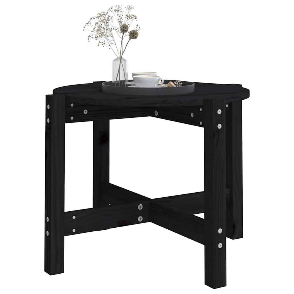 Coffee Table Black Ø 62,5x45 cm Solid Wood Pine