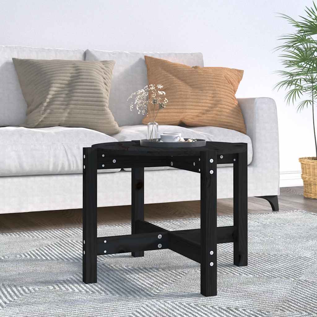 Coffee Table Black Ø 62,5x45 cm Solid Wood Pine