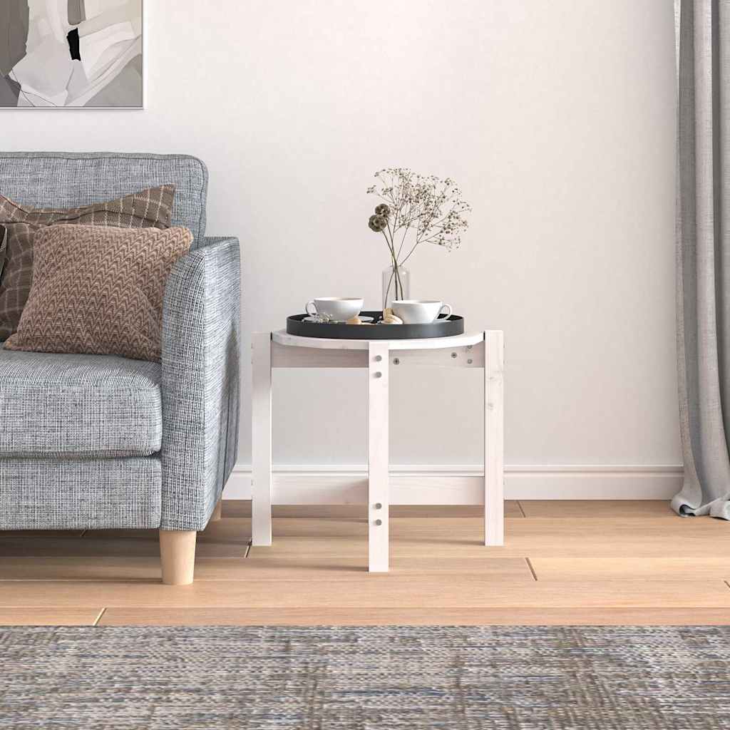 Coffee Table White Ø 52,5x45 cm Solid Wood Pine