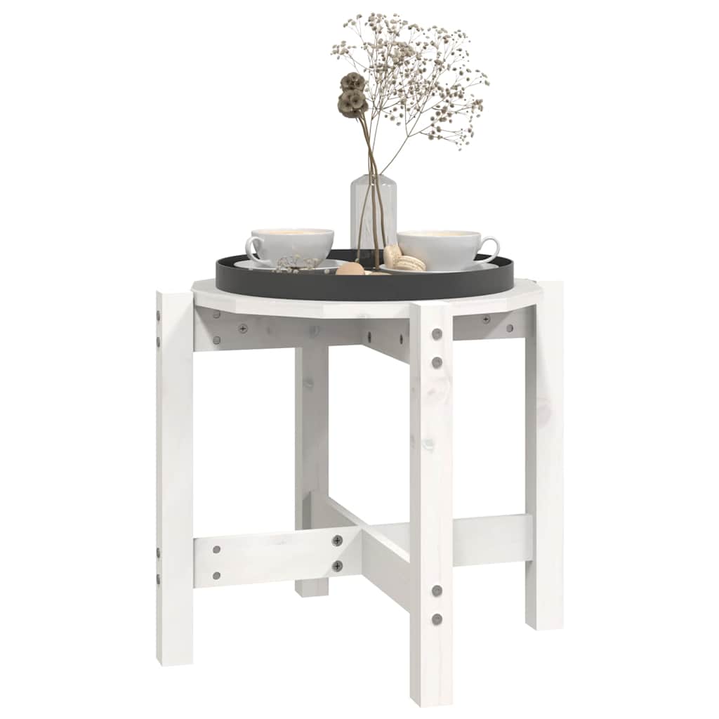 Coffee Table White Ø 52,5x45 cm Solid Wood Pine
