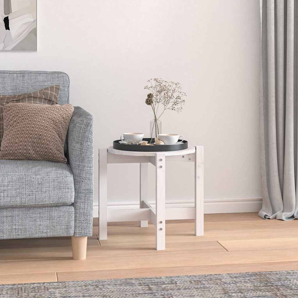 Coffee Table White Ø 52,5x45 cm Solid Wood Pine