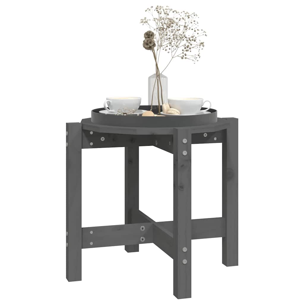 Coffee Table Grey Ø 52,5x45 cm Solid Wood Pine