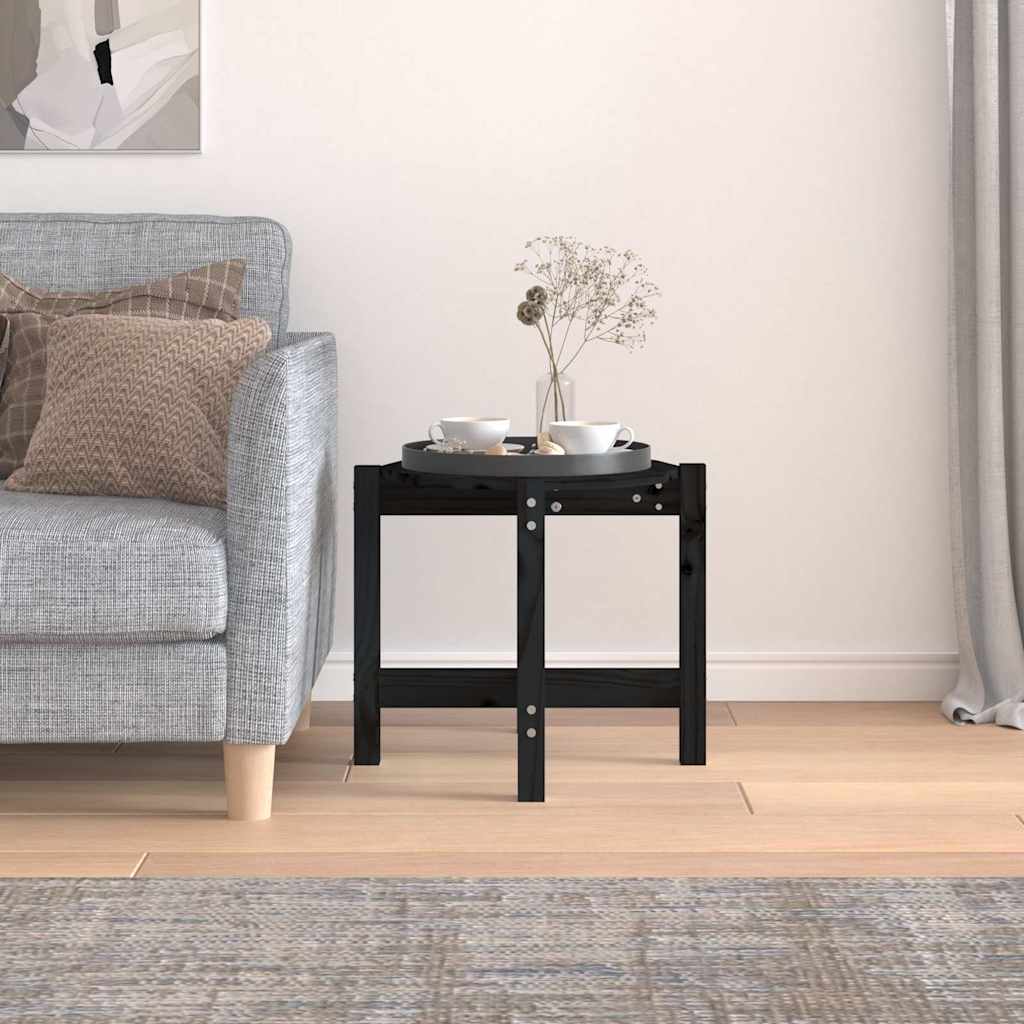 Coffee Table Black Ø 52,5x45 cm Solid Wood Pine