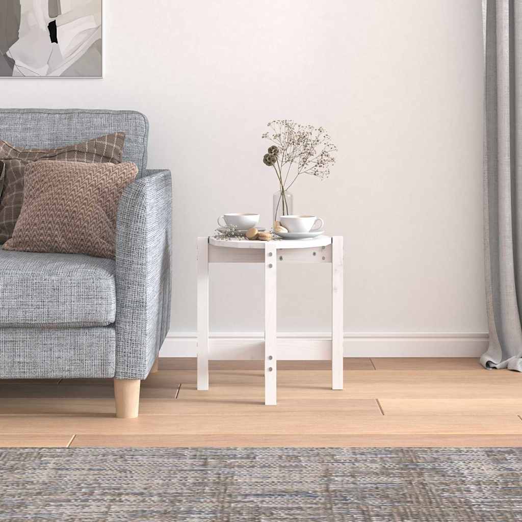 Coffee Table White Ø 42,5x45 cm Solid Wood Pine