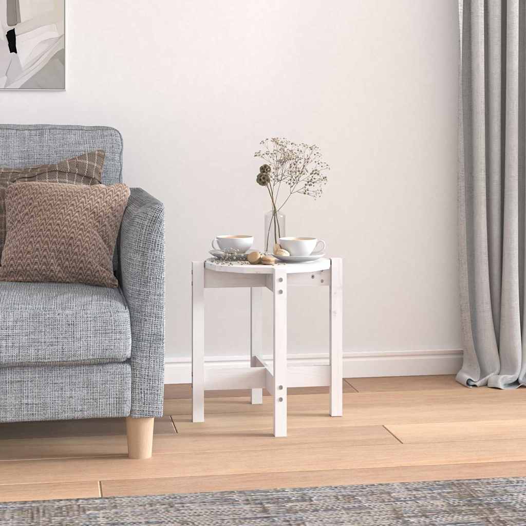 Coffee Table White Ø 42,5x45 cm Solid Wood Pine