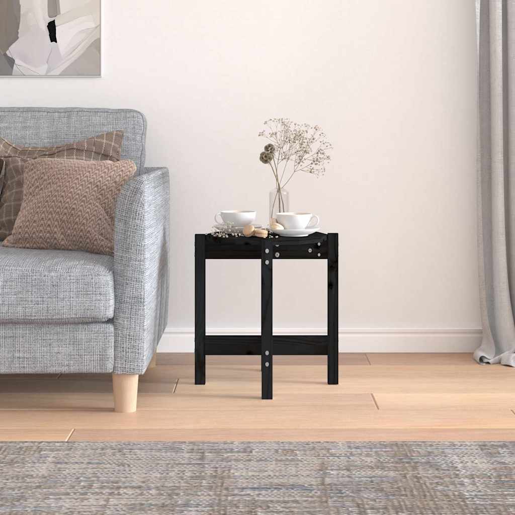 Coffee Table Black Ø 42,5x45 cm Solid Wood Pine