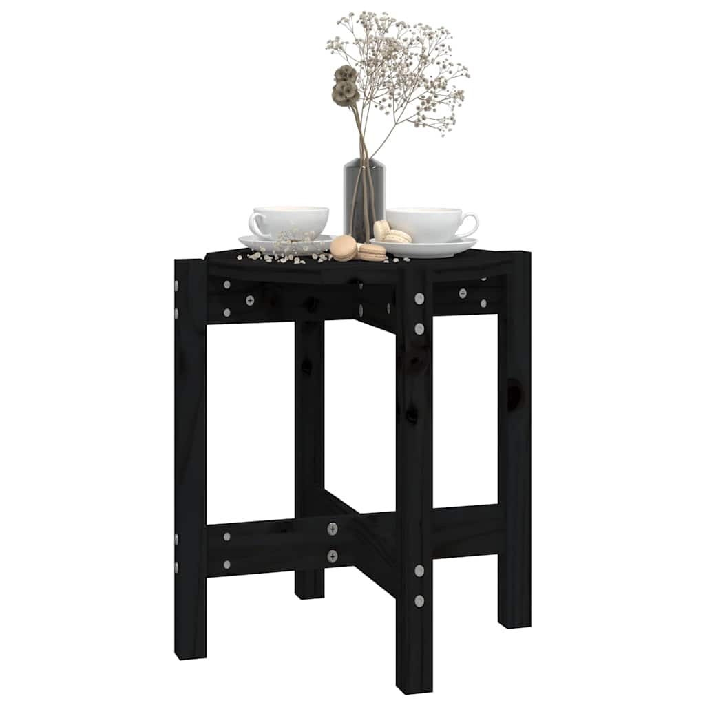 Coffee Table Black Ø 42,5x45 cm Solid Wood Pine