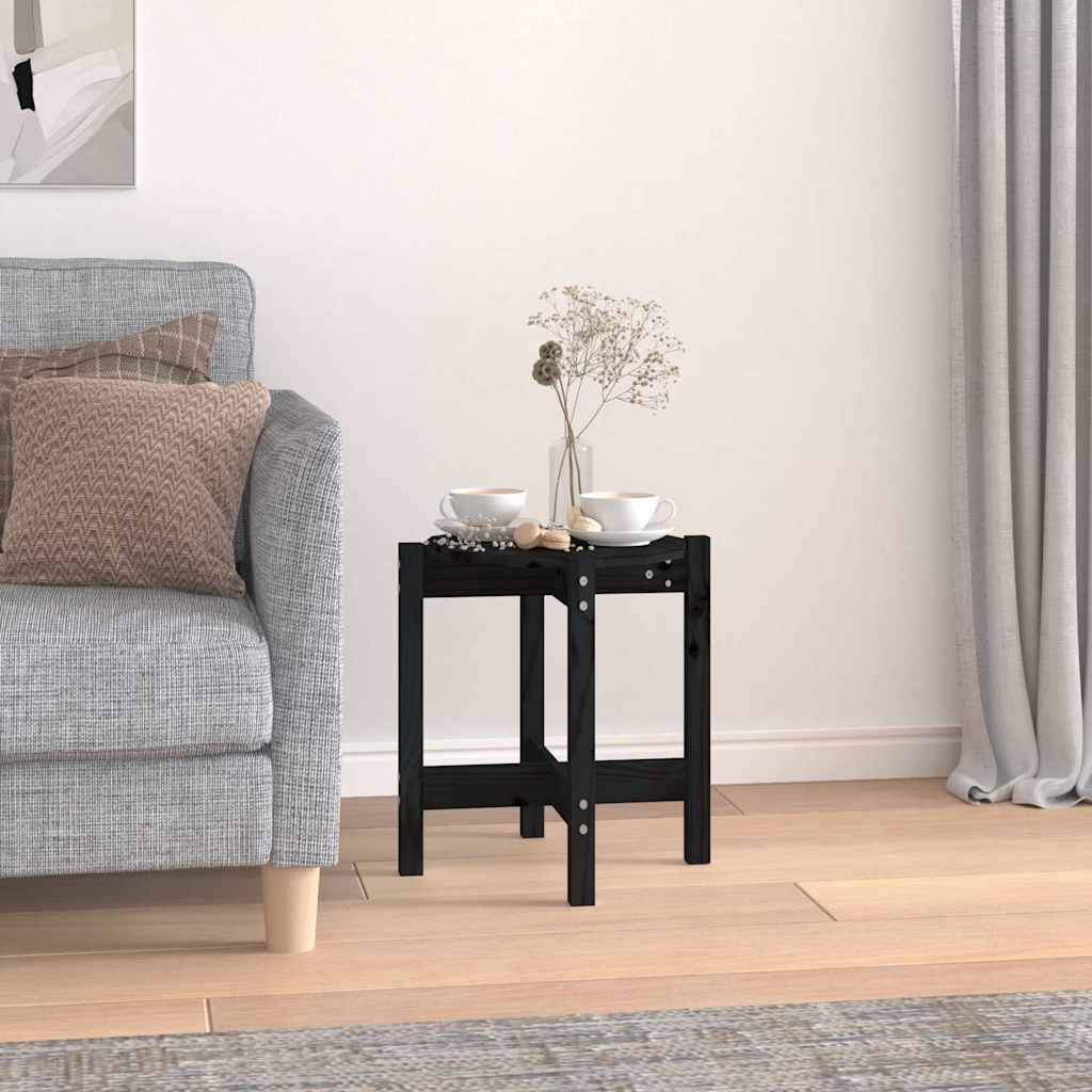 Coffee Table Black Ø 42,5x45 cm Solid Wood Pine