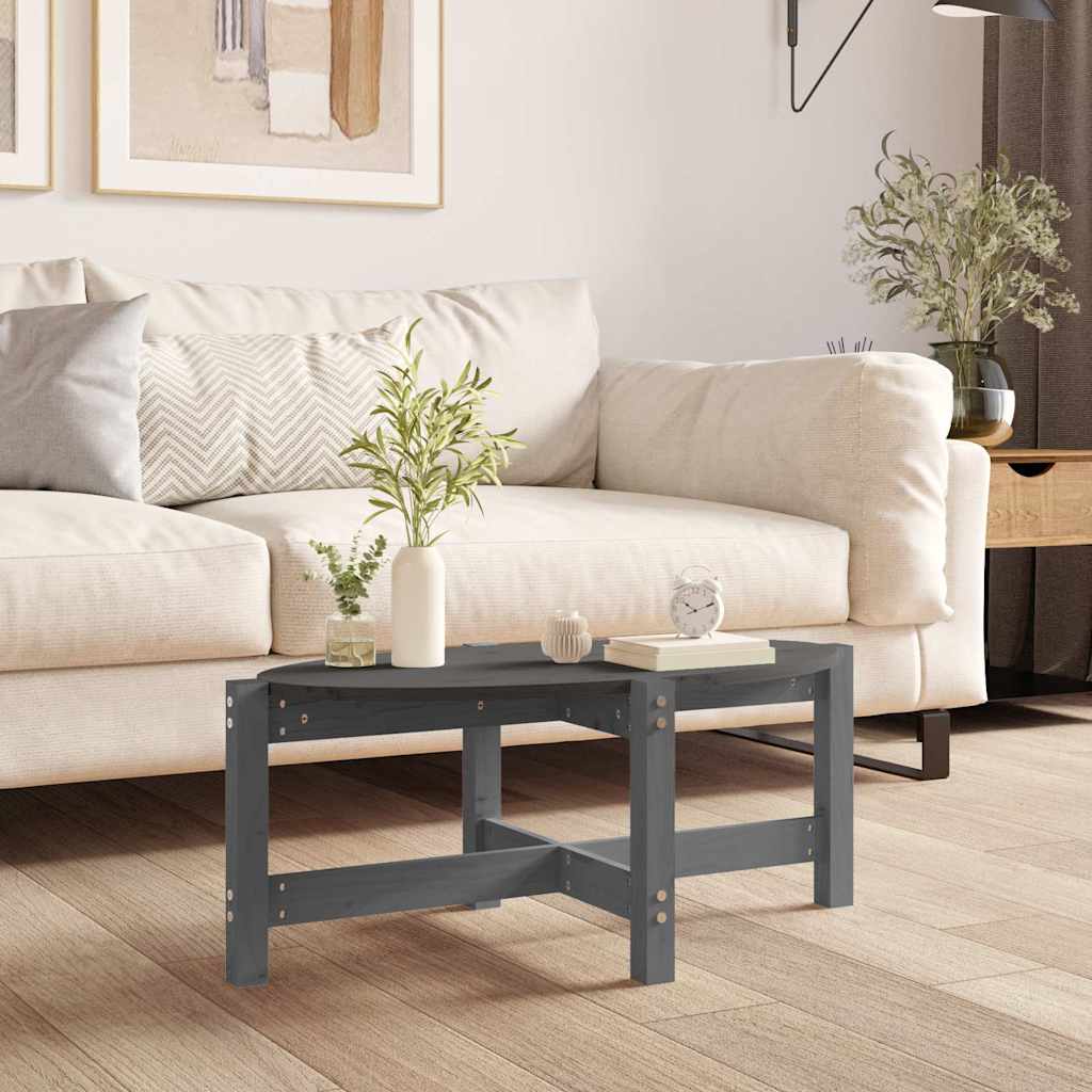 Coffee Table Grey 87x48x35 cm Solid Wood Pine