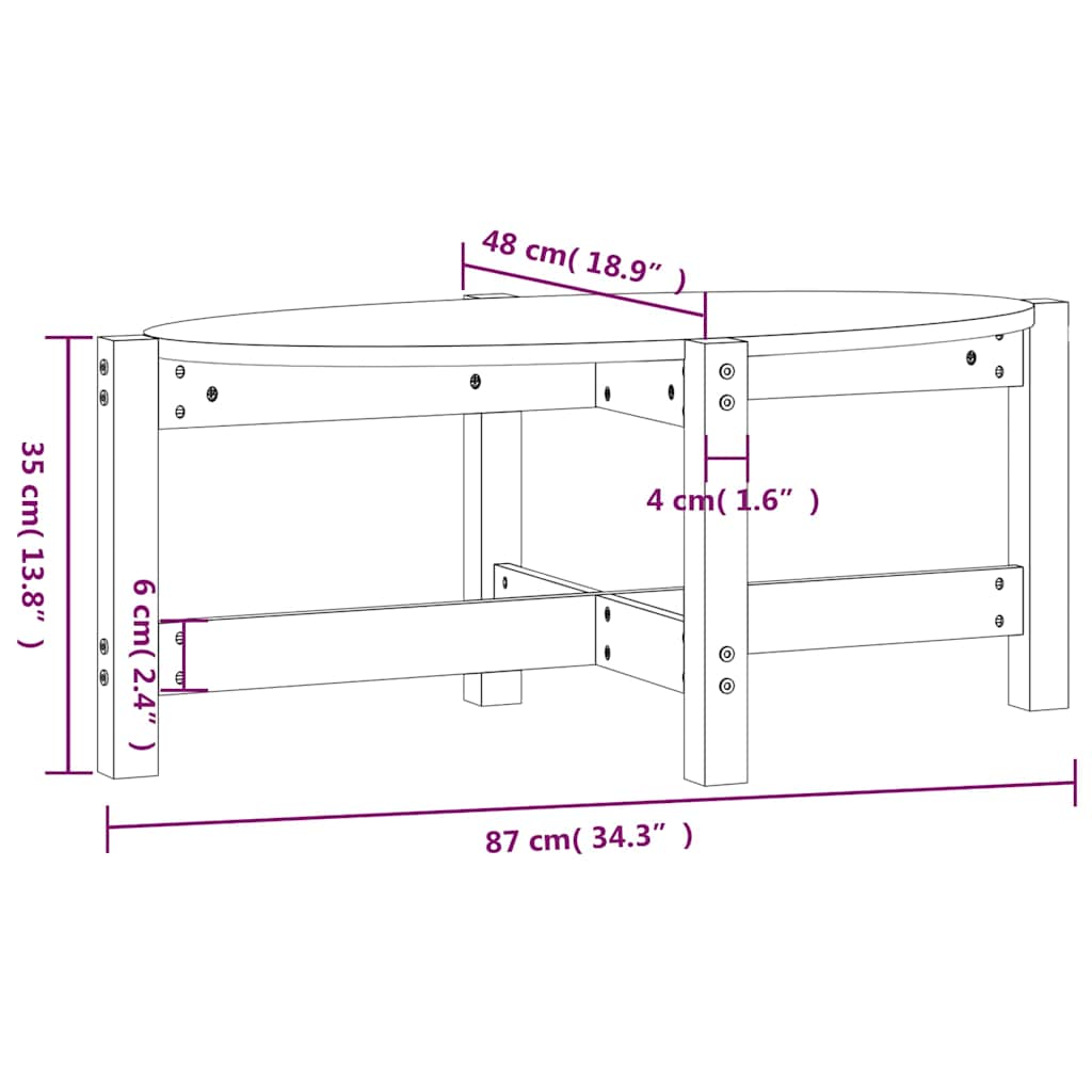 Coffee Table Black 87x48x35 cm Solid Wood Pine
