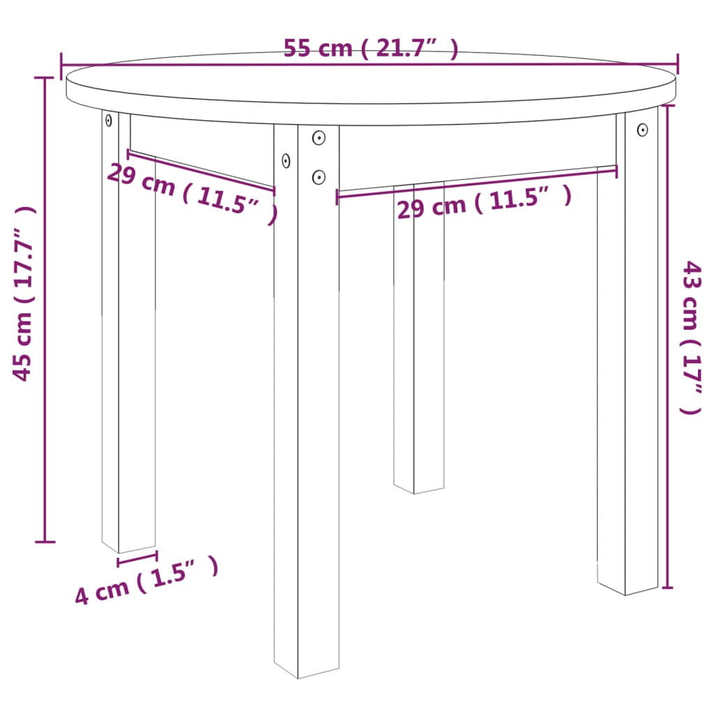 vidaXL Coffee Table Ø 55x45 cm Solid Wood Pine