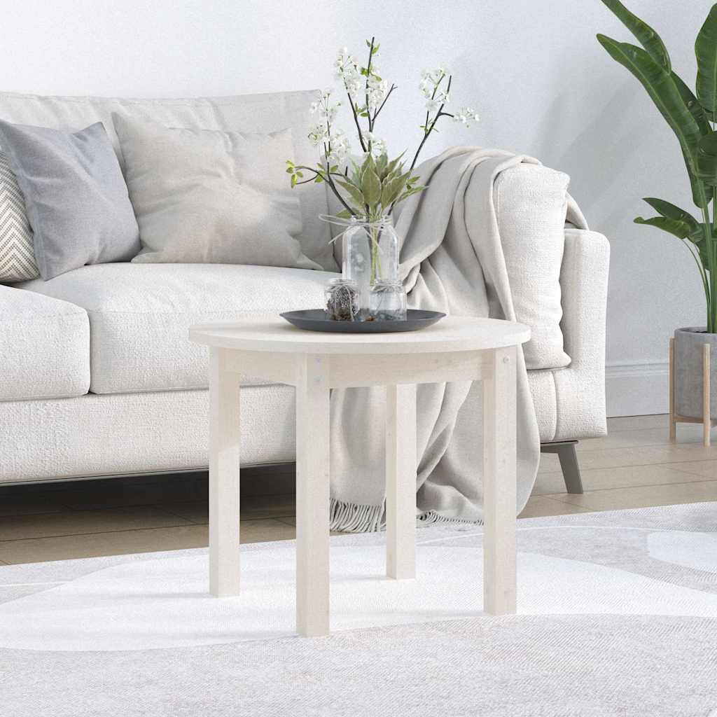 Coffee Table White Ø 55x45 cm Solid Wood Pine