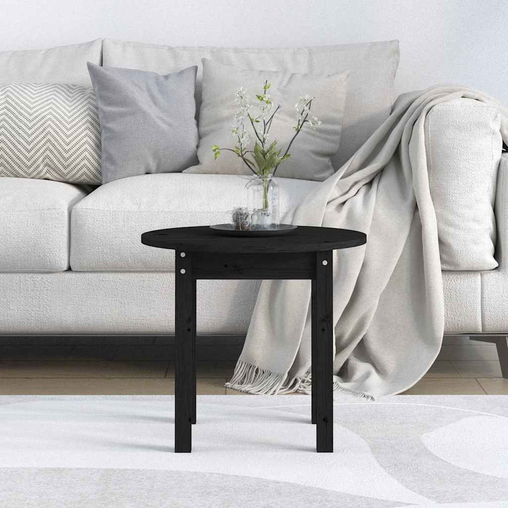 Coffee Table Black Ø 45x40 cm Solid Wood Pine