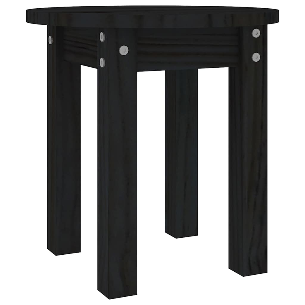 Coffee Table Black Ø 35x35 cm Solid Wood Pine