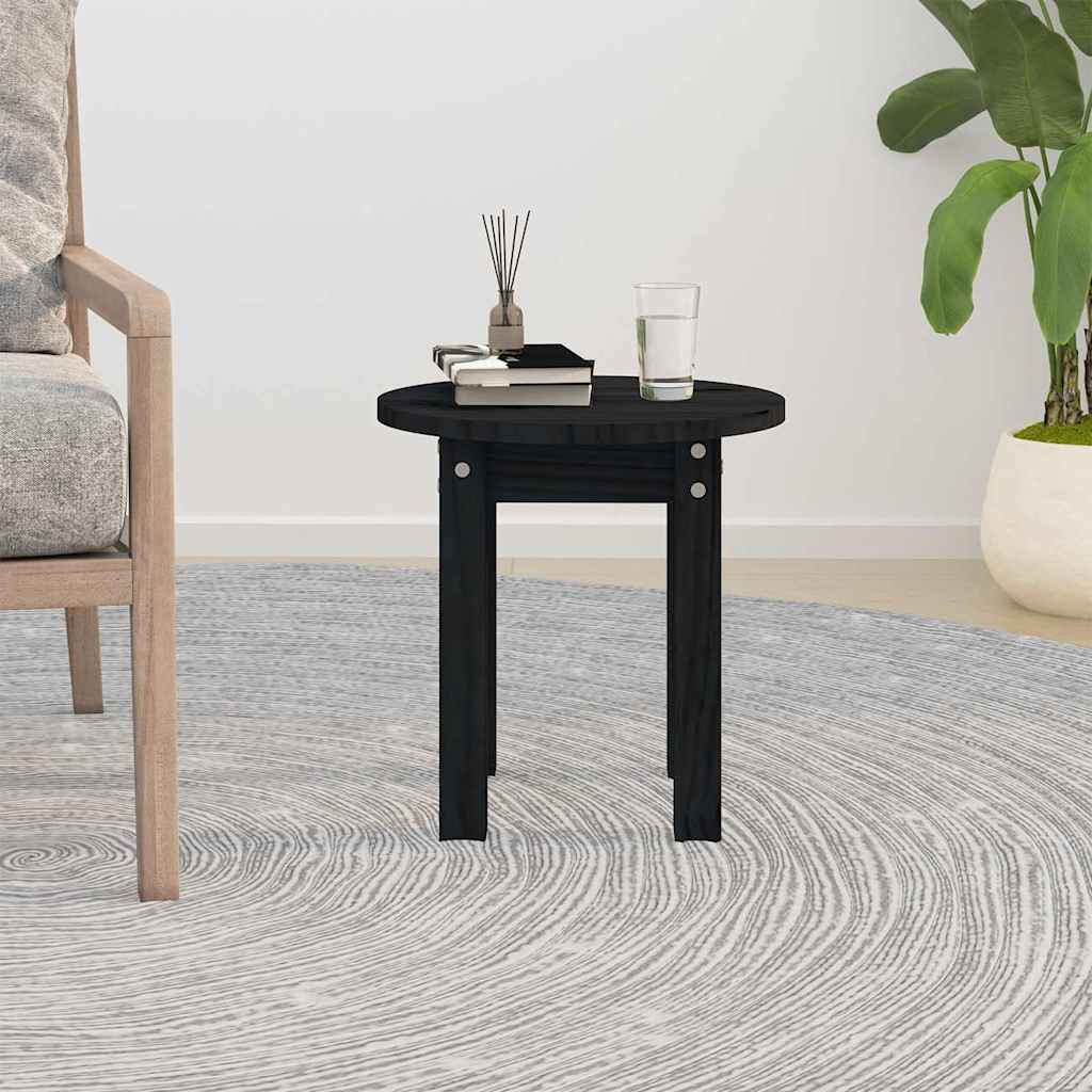 Coffee Table Black Ø 35x35 cm Solid Wood Pine