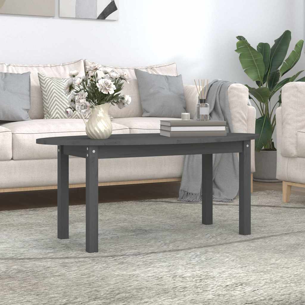 Coffee Table Grey 110x55x45 cm Solid Wood Pine