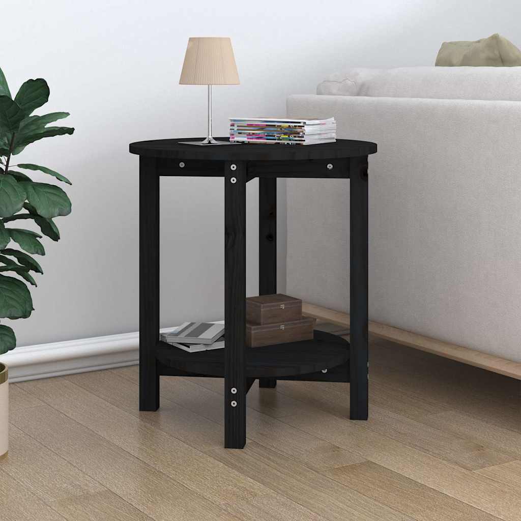 Coffee Table Black Ø 55x60 cm Solid Wood Pine